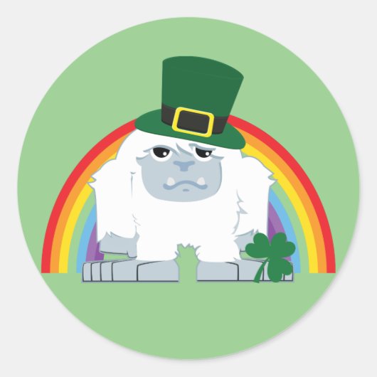 Cute Leprechaun Yeti Ronde Sticker (Voorkant)