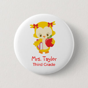 Cute lerarenuil ronde button 5,7 cm