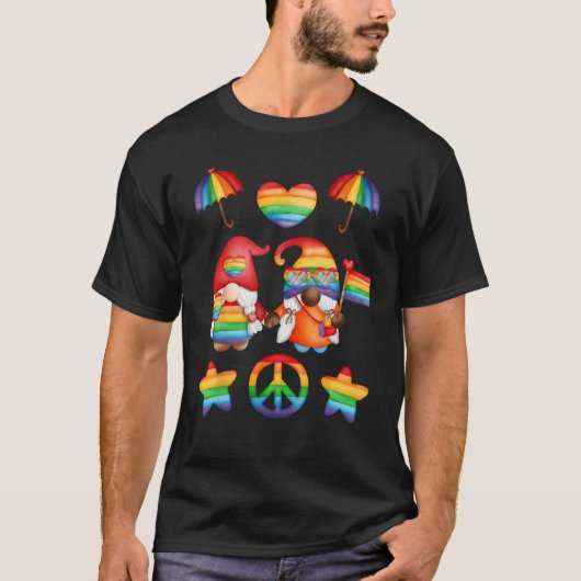 Cute Lesbian Couple Gnomes Pride Month Human Lesbi T-shirt (Voorkant)