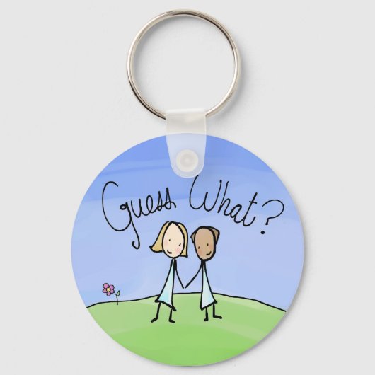 Cute Lesbian Couple Raad Sleutelhanger (Voorkant)