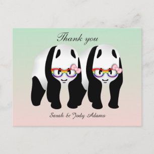 Cute Lesbian Pandas Dank je Briefkaart