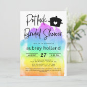 Cute Lesbian Rainbow Potluck Vrijgezellenfeest Kaart (Staand voorkant)