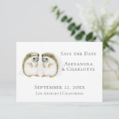 Cute Lesbian Wedding Hedegel Couple Save the Date (Staand voorkant)