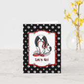 Cute Let's Go! Japanese Chin Dog (black & white 1) Kaart (Gele Bloem)