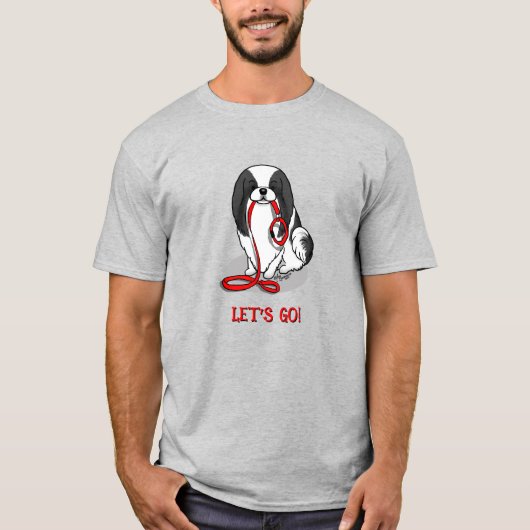 Cute Let's Go! Japanese Chin Dog (black & white 1) T-shirt (Voorkant)