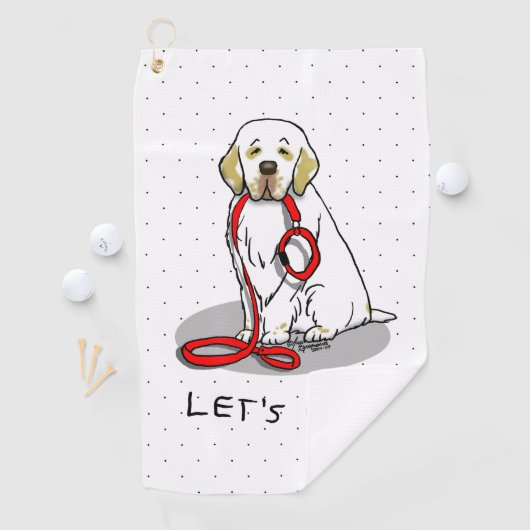 Cute Let's Go! Walk Clumber Spaniel Dog (lemon 1) Golfhanddoek (Insitu)