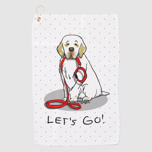 Cute Let's Go! Walk Clumber Spaniel Dog (lemon 1) Golfhanddoek (Voorkant)