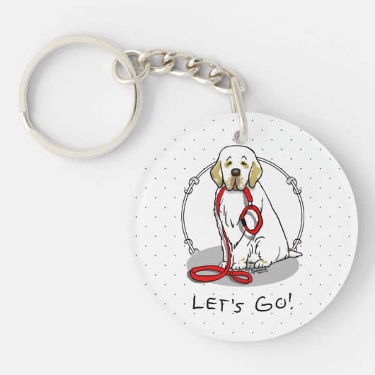 Cute Let's Go! Walk Clumber Spaniel Dog (lemon 1) Sleutelhanger (Voorkant)