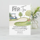 Cute Let's Par-Tee Golf Birthday party, any age Kaart (Staand voorkant)