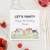Cute Let's Pawty Blue Custom Dog Birthday Party Servet (Insitu)