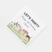 Cute Let's Pawty Blue Custom Dog Birthday Party Servet (Hoek)