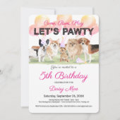 Cute Let's Pawty Custom Dog Birthday Party Kaart (Voorkant)