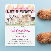 Cute Let's Pawty Custom Dog Birthday Party Kaart