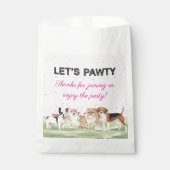 Cute Let's Pawty Pink Custom Dog Birthday Party Bedankzakje (Voorkant)