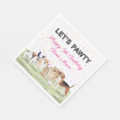 Cute Let's Pawty Pink Custom Dog Birthday Party Servet (Hoek)