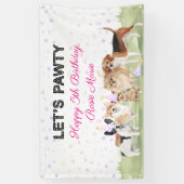 Cute Let's Pawty Pink Custom Dog Birthday Party Spandoek (Verticaal)
