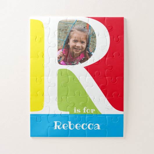 Cute Letter R Kinder Foto en naam Legpuzzel (Verticaal)