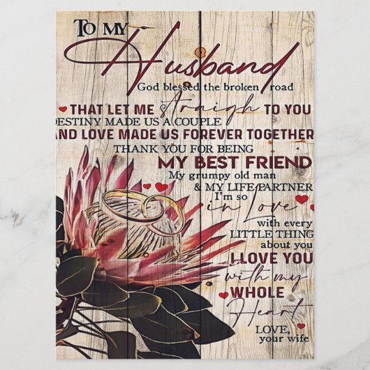 Cute Letter To Husband | Cool Design Gift | Menu (Voorkant)