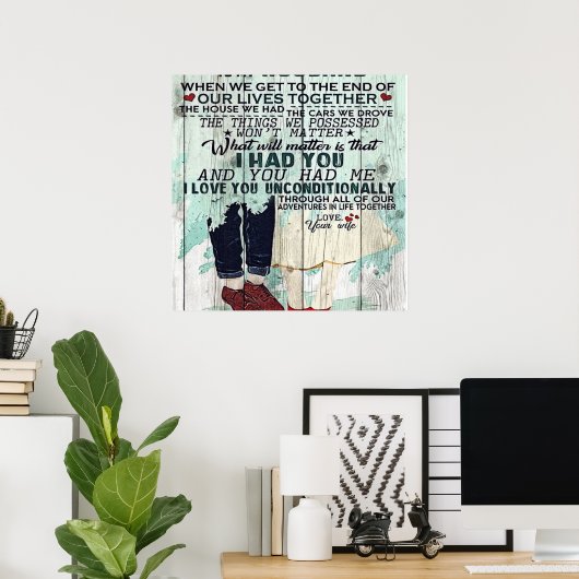 Cute Letter To Husband | Cool Design Gift | Poster (Thuiskantoor)