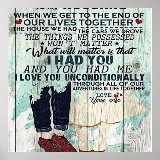 Cute Letter To Husband | Cool Design Gift | Poster (Voorkant)