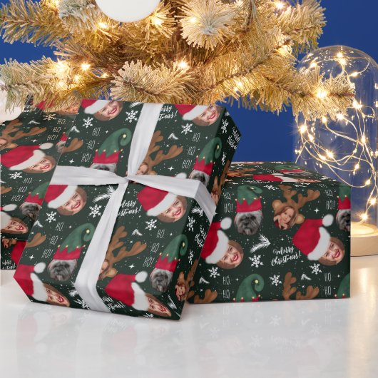 Cute leuke prettige kerstillustratie 3 foto's cadeaupapier (Feestdagen)