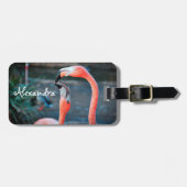 Cute leuke roze flamingo vogels foto aangepast naa bagagelabel (Voorkant horizontaal)