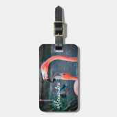 Cute leuke roze flamingo vogels foto aangepast naa bagagelabel (Voorkant verticaal)