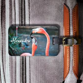 Cute leuke roze flamingo vogels foto aangepast naa bagagelabel