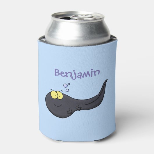 Cute leuke tadpole cartoon illustratie blikjeskoeler (Blikje Voorkant)