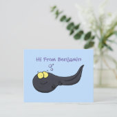 Cute leuke tadpole cartoon illustratie briefkaart (Staand voorkant)