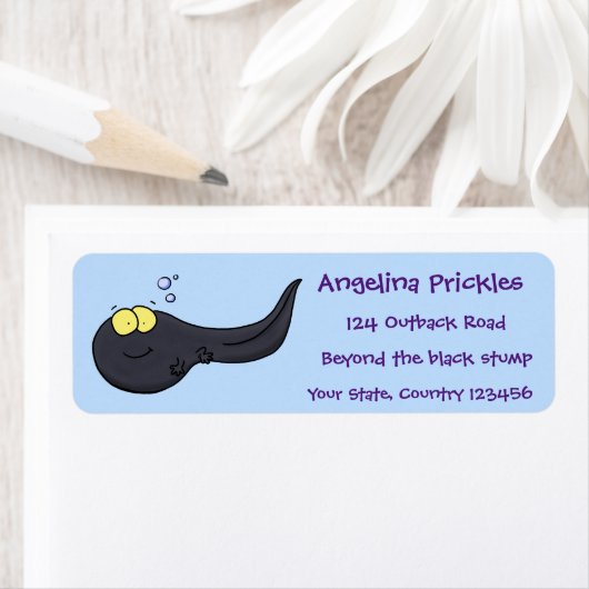 Cute leuke tadpole cartoon illustratie etiket