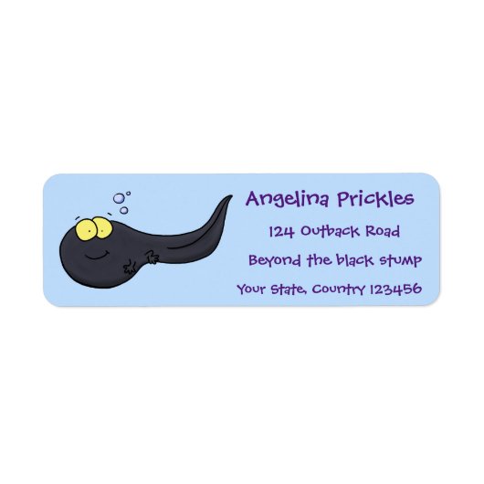 Cute leuke tadpole cartoon illustratie etiket (Voorkant)