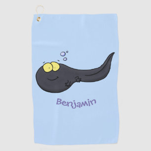 Cute leuke tadpole cartoon illustratie golfhanddoek