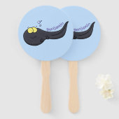 Cute leuke tadpole cartoon illustratie handwaaier (Voorkant en achterkant)