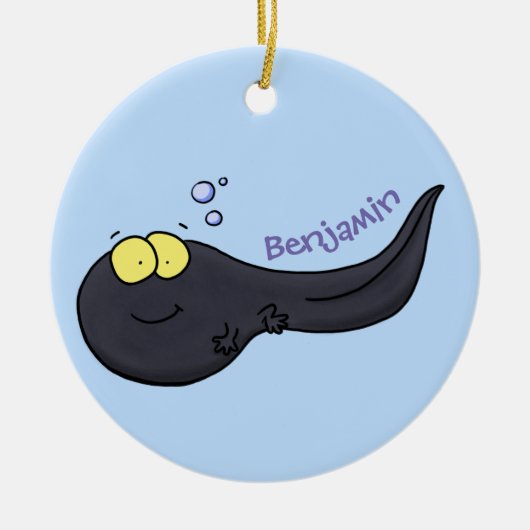 Cute leuke tadpole cartoon illustratie keramisch ornament (Voorkant)