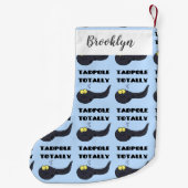 Cute leuke tadpole cartoon illustratie kleine kerstsok (Achterkant)