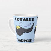 Cute leuke tadpole cartoon illustratie latte mok (Linkerhoek)