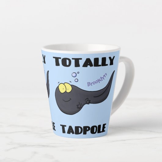 Cute leuke tadpole cartoon illustratie latte mok (Rechterhoek)