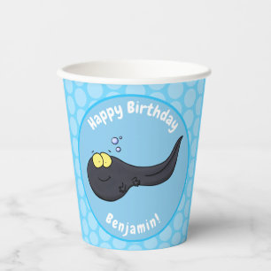 Cute leuke tadpole cartoon illustratie papieren bekers