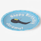 Cute leuke tadpole cartoon illustratie papieren bordje (Gekanteld)