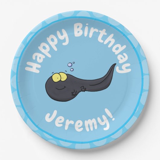 Cute leuke tadpole cartoon illustratie papieren bordje (Voorkant)