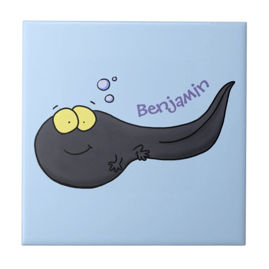 Cute leuke tadpole cartoon illustratie tegeltje (Voorkant)