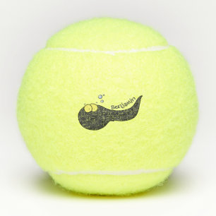 Cute leuke tadpole cartoon illustratie tennisballen