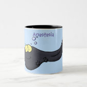 Cute leuke tadpole cartoon illustratie tweekleurige koffiemok (Center)