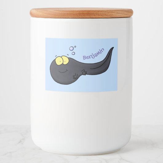 Cute leuke tadpole cartoon illustratie voedselcontainer etiket (Voorkant)