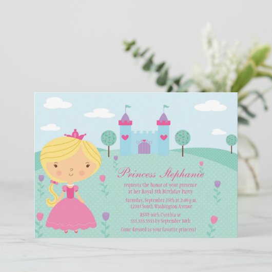 Cute leuke uitnodiging voor het verjaardagsfeest v (Staand voorkant)