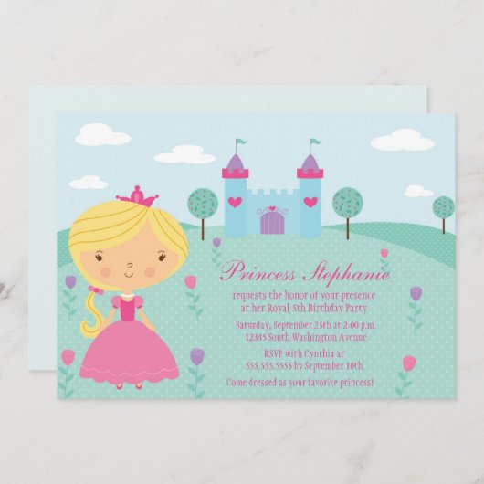 Cute leuke uitnodiging voor het verjaardagsfeest v (Voorkant / Achterkant)