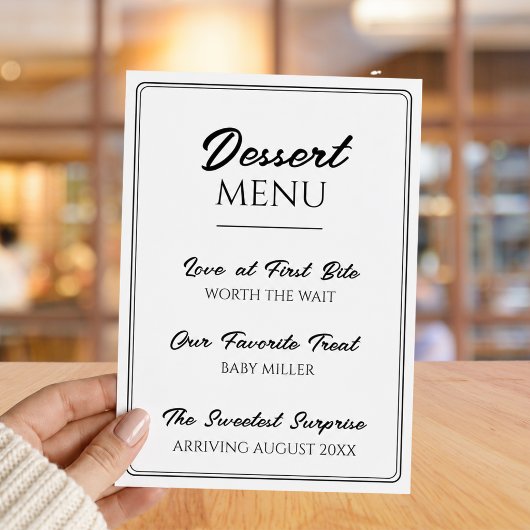 Cute Leuke Zwangerschapsaankondiging Dessertmenu Aankondiging