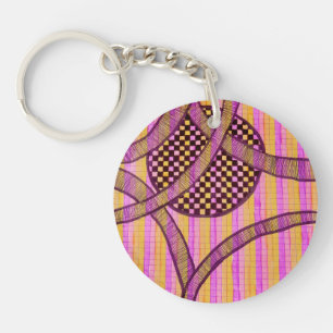 Cute levendige roze en gele sleutelhanger