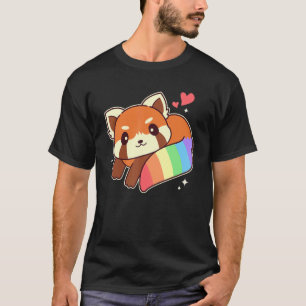 Cute Lgbetq Red Panda met regenboogvlagkleuren T-shirt
